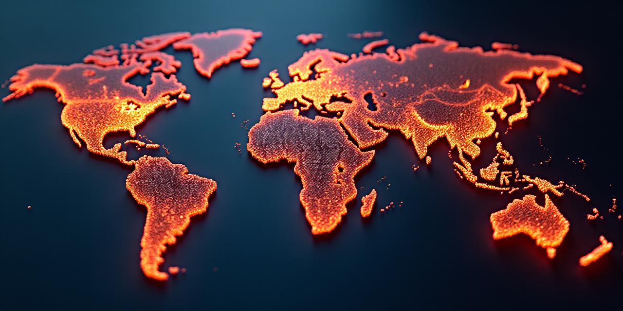Global logistics network visualization with interconnected routes