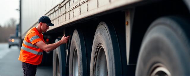 Safety inspection on a heavy-duty truck